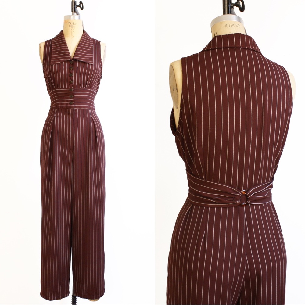 SOLD // 1990s pinstriped palazzo jumpsuit